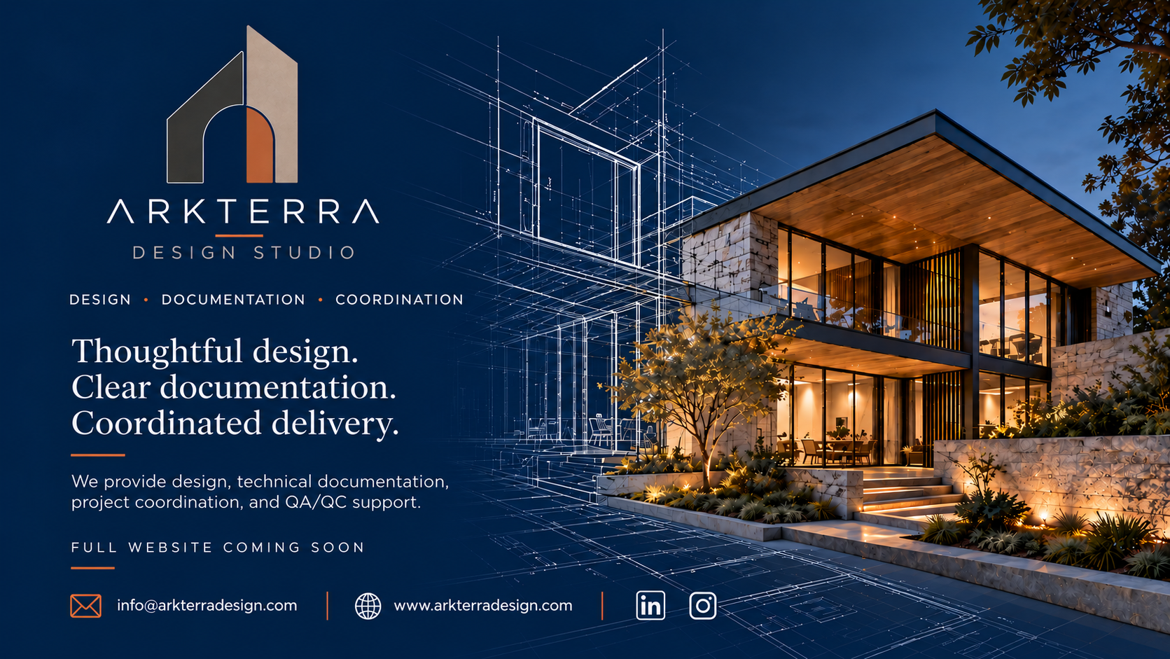 Arkterra Design Studio — thoughtful design, clear documentation, coordinated delivery. Full website coming soon.